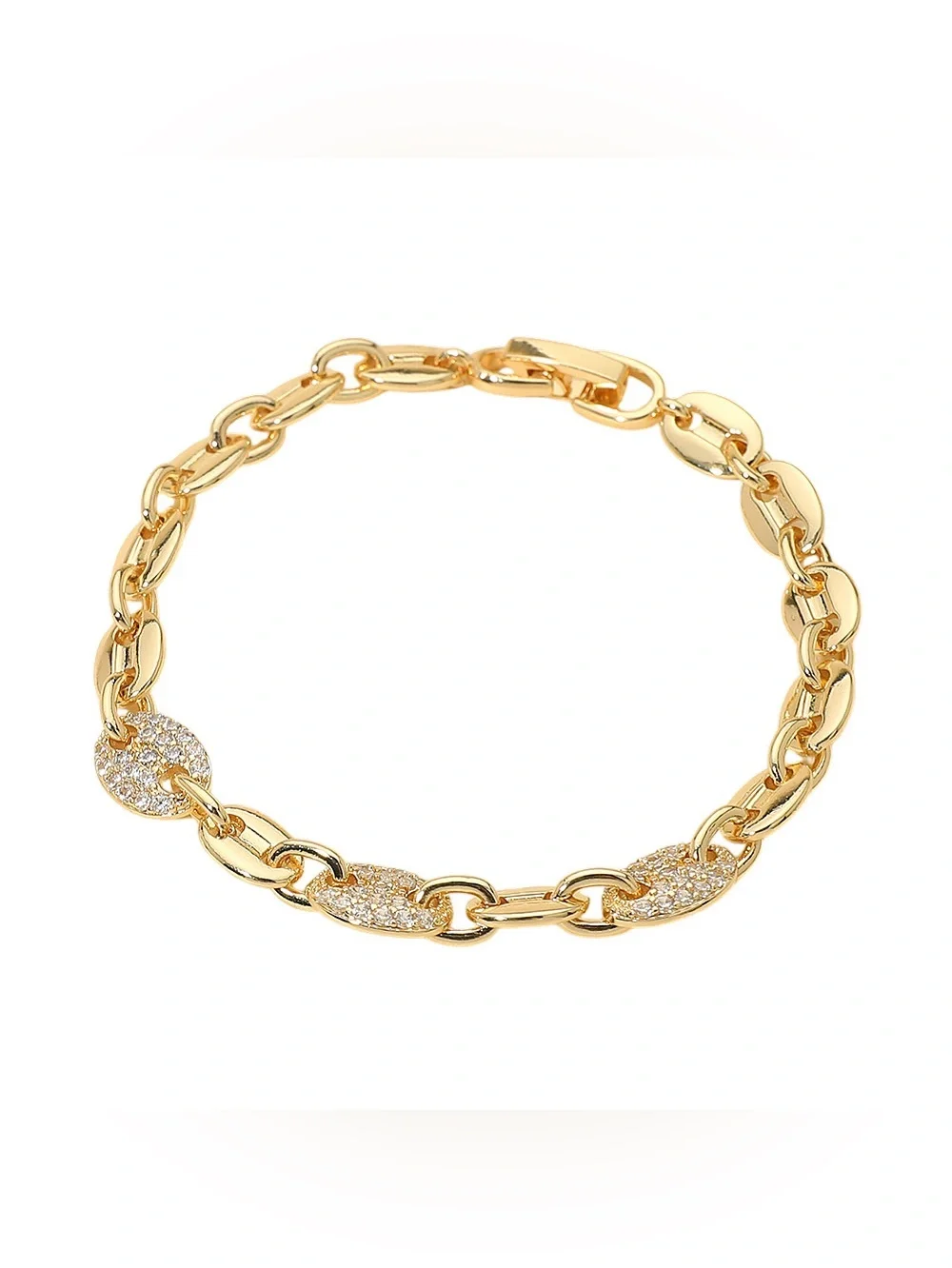 CZ Pave Mariner Link Chain Bracelet
